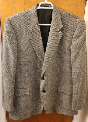 Blazer Circle S Para Hombre Pata de Gallo Vaquero Occidental Abrigo Deportivo 100% Seda Chaqueta 50R Foto 1 de 4