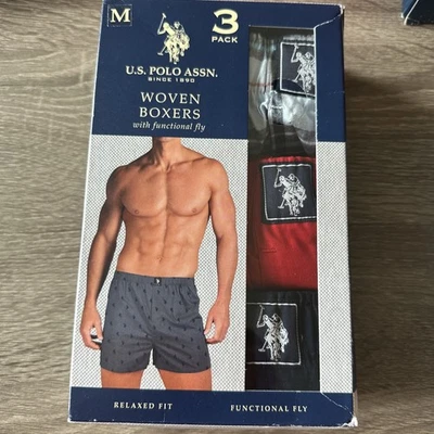 Paquete de 3 ropa interior tejida de algodón medio Assn de EE. UU. Polo para hombre nuevo calce relajado Foto 1 de 2