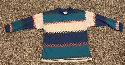 Camisa De Colección Health-Tex Manga Larga Talla 6 Azteca Rayas Patrón Esquí Color Y2K Foto 1 de 4