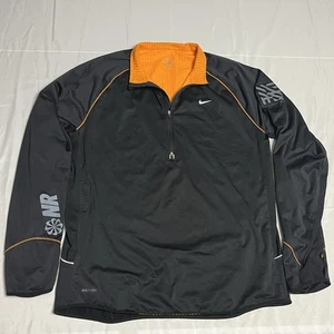 Nike Running Mens Quarter Zip Therma Fit Size Large Black Long Sleeve Thumb Hole - Picture 1 of 10