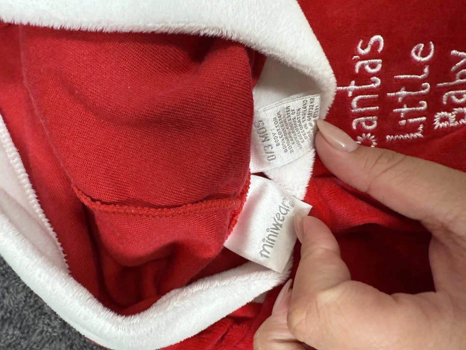 Conjunto de roupa miniwear terno de Papai Noel infantil 0-3 meses jaqueta vermelha com capuz pés calças - Imagem 1 de 3