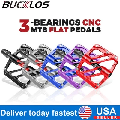 Pedal MTB Bicicleta Plano 3 Rodamientos Aluminio Bicicleta Plataforma Pedales 9/16" Para Shimano Foto 1 de 4