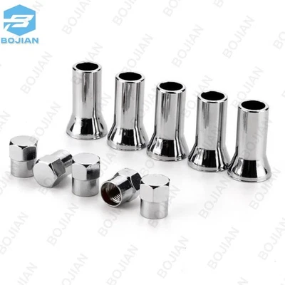 Silver Chrome Valve Stem Caps Covers 4x + Long Sleeve Chromies Car/Bicycle TR414 - Image 1 of 4