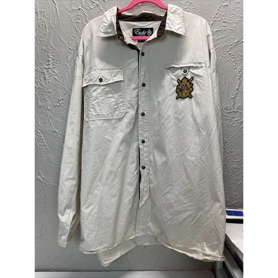 Eight 732 Mens Button Down Shirt Pinstripes Riders Runners Patch Utility Sz 4XL - Image 1 of 4