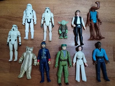 Lote de figuras de acción vintage Star Wars Kenner 1977-1983 Stormtrooper Han solo Yoda Foto 1 de 4