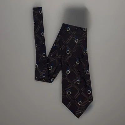 POLO Ralph Lauren 100% Silk Handmade Necktie Chocolate Brown w/Navy Blue & Beige - Image 1 of 4