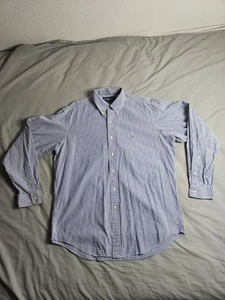 Vintage Ralph Lauren Yarmouth Button Up Hemd Herren Größe 16-35 gestreift blau NEU - Bild 1 von 8