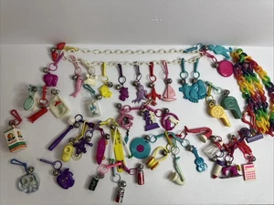 Vintage 1980's Plastic Bell Charm Lot 2 Necklace With 44 Rare Charms - Picture 1 of 21