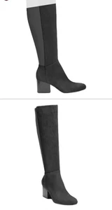 A2 Aerosole Heel Rest Black Condominum Knee High Boots 12 Faux Suede Stretch - Picture 1 of 11