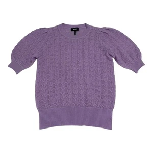 ME+EM Pullover Damen XS Lila Merino Kaschmir Seide Spitzenstich Tee - Bild 1 von 10