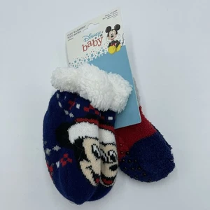 Disney Mickey Mouse flauschige kuschelige Socken 2 Paar 12-24 Monate Neu mit Etikett Strumpf Stuffers - Bild 1 von 5