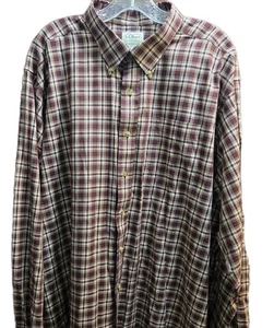 LL Bean Hemd Herren XXL groß weinrot/gelb kariert Knopfleiste 100 % Baumwolle gebraucht, in einwandfreiem Zustand  - Bild 1 von 5