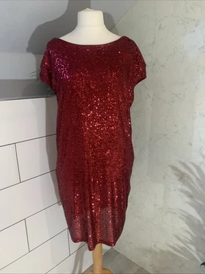 NEXT Ladies Sequin Dress Size 14 Stretchy Lined Low Back Excellent Condition - Image 1 of 4