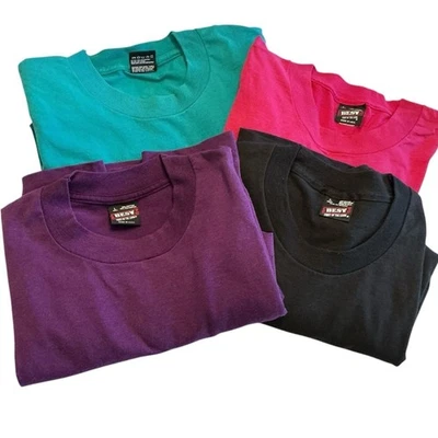 Vintage Single Stitch Best Fruit of the Loom Plain T-Shirts Lot Of 4 Size L - Image 1 of 4