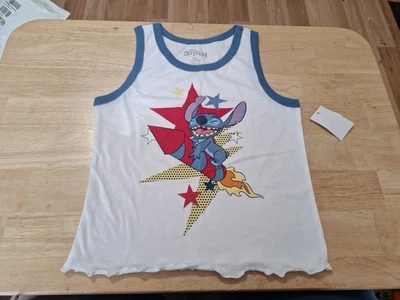 New Girl's Size 10-12 Stich Tank Top, White By Disney - Image 1 of 2