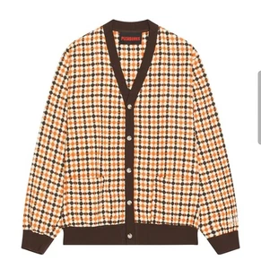 Pleasures Misquote Cardigan Sweater Orange Brown Wool Blend Size M NWT - Picture 1 of 13