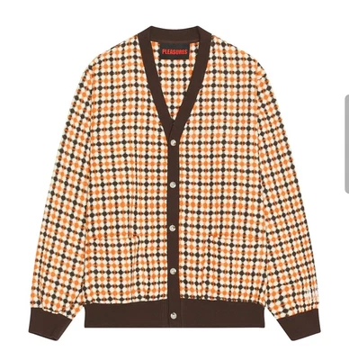 Pleasures Misquote Cardigan Sweater Orange Brown Wool Blend Size M NWT - Image 1 of 4