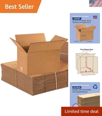Small Corrugated Cardboard Boxes 12x9x8 - Pack of 25 - Image 1 of 4