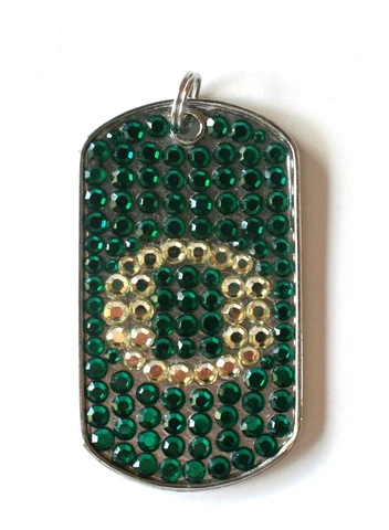 University of Oregon Ducks O Crystal Rhinestone Dog Tag Pendant Necklace Cover