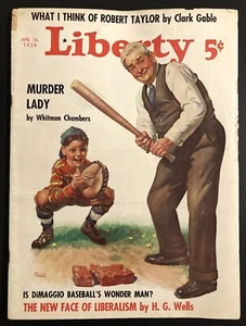 1938 JOE DiMAGGIO "LIBERTY" MAGAZINE 4/16 BASEBALL COVER - H.G. WELLS NY YANKEES - Picture 1 of 6
