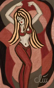 JACQUELINE DITT - Oriental Belly Dance 2008 Pintura Imagen Arte Bailarina del vientre - Imagen 1 de 3