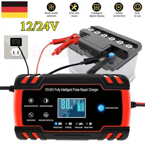 Intelligente KFZ Auto Batterie Ladegerät Impuls Reparatur Akku Starthilfe 12/24V - Bild 1 von 12