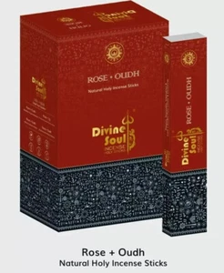 Divine Soul Holy Räucherstäbchen Natural Rolled Rose + Oudfragrance Agarbatti 180gm - Bild 1 von 4