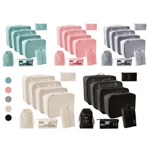 8PCS Packing Cubes Travel Pouches Luggage Organiser Clothes Suitcase Storage Bag - Picture 1 of 16