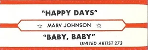 Tira de título Jukebox - Marv Johnson: "Happy Days" / "Baby, Baby" - rara '60 - Imagen 1 de 1