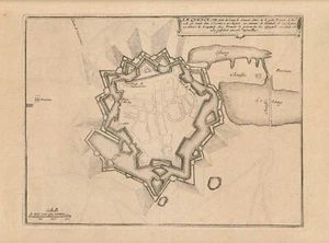 c1700 Le Quesnoy Frankreich France Festungsplan Kupferstich-Plan - Imagen 1 de 1