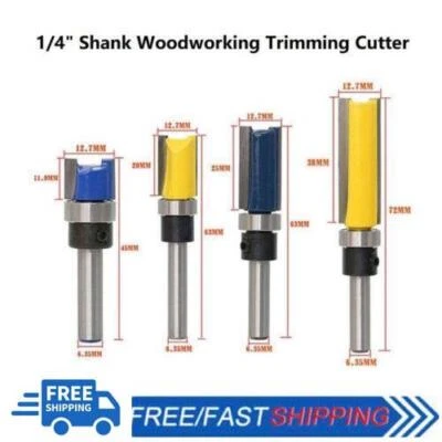 Flush Trim Router Bit 1/4inch 6.35mm Shank -Diameter 12.7mm Bearing Trimmer Tool - Image 1 of 4