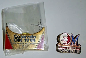 Lot of 2 Odyssey of the Mind Pins Coach Pin 1990 + 1994 Crayon Box Pin Colorado - Picture 1 of 2