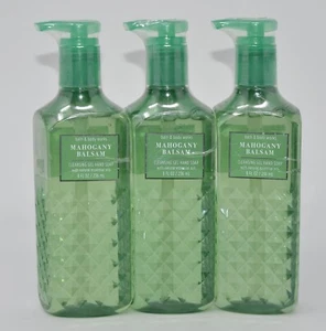 3 NEW BATH & BODY WORKS MAHOGANY BALSAM CLEANSING GEL HAND SOAP WASH PUMP 8 OZ - Picture 1 of 5