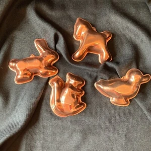 Vintage Molds Animal Shapes Set 4 Copper Colored Farmhouse Cottage Country Wall - Picture 1 of 6
