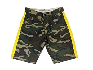Pantaloncini corti uomo gialli mimetici a righe laterali, taglia 28-38 (11" cucitura interna) EST LXXXVI  - Foto 1 di 4