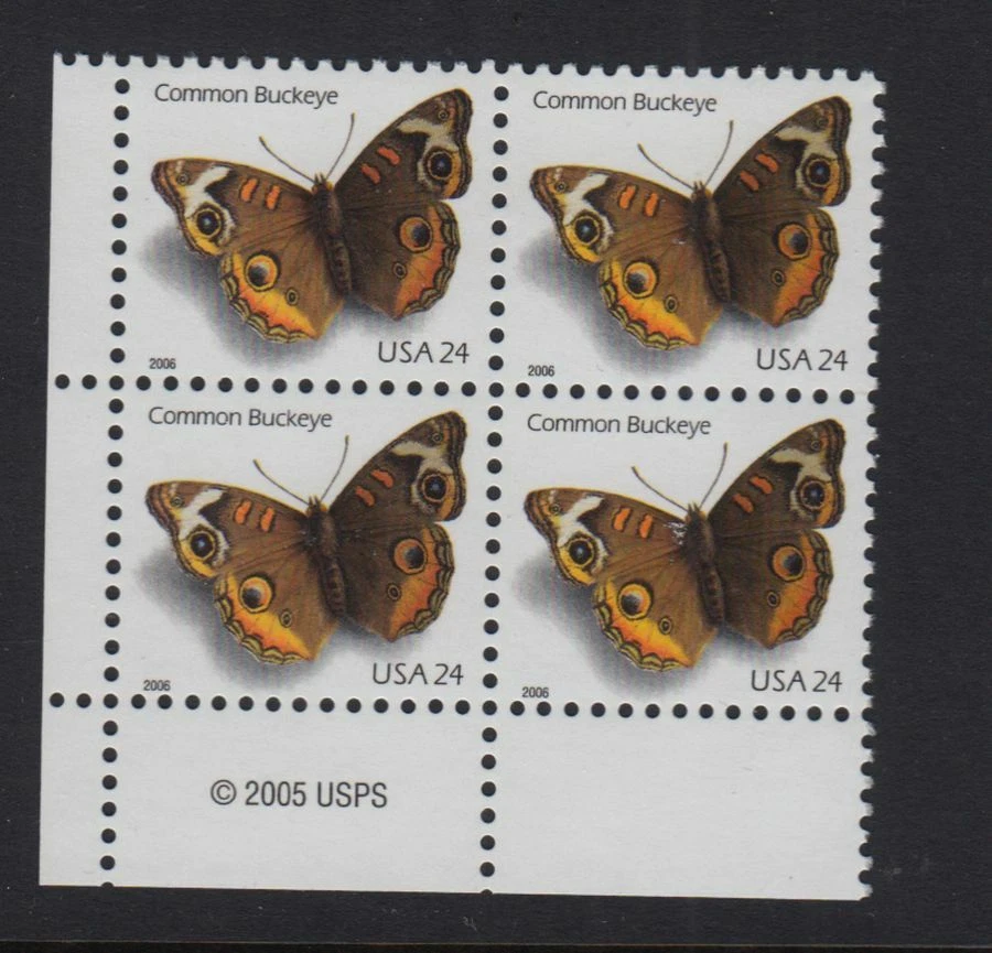 2006 Buckeye butterfly Sc 4000 MNH block of 4, copyright position, limited issue - Image 1 of 1