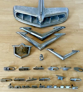 Desoto Powerflite Lettering Hood Ornament Badges (Used, Rough Condition) - Picture 1 of 15
