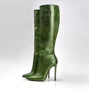 Womens Pointed Toe Stiletto Heels Knee High Boots Sexy American Style Fashion sz - Picture 1 of 21
