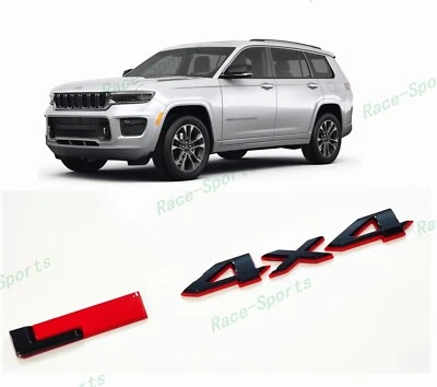 2PÇS 2021+ Jeep Grand Cherokee L/WL traseira 4X4 L placa de identificação emblema brilho preto vermelho - Imagem 1 de 4