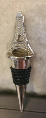 Tapón de botella de vino Torre Eiffel tono plata metal París Francia recuerdo regalo Foto 1 de 4