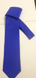 Cravatta vintage in pura seta tinta unita azzurra - Picture 1 of 2