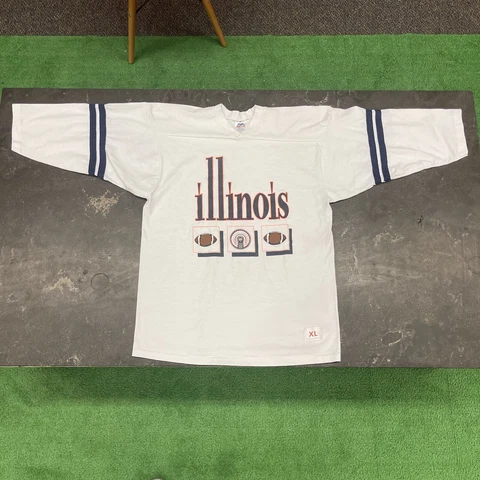 Vintage 80s Illinois Fighting Illini 3/4 Sleeve Shirt Mens Large College Raglan Cover