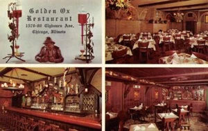 Chicago, IL Illinois   GOLDEN OX RESTAURANT & BAR  Roadside  ca1950's Postcard - Picture 1 of 2