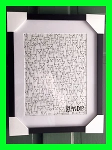 Einzigartiges großes gerahmtes Ripndip Lord Nermal Cat Bild Schild - 11 x 16 Rahmen - Bild 1 von 6