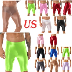 Men's Shiny Compression Shorts Sport Spandex Underwear Workout Tight Shorts - Picture 1 of 124