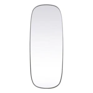 Elegant Decor Brynn 24x60" Oval Modern Metal Wall-Mounted Mirror in Silver - Picture 1 of 10