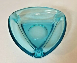 Vintage, Mid Century, Blue Glass Ashtray - Picture 1 of 5