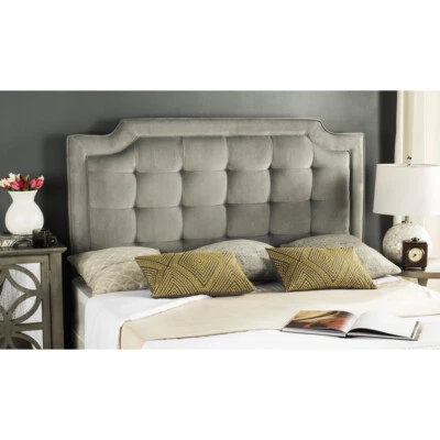 SAFAVIEH Sapphire Tufted Velvet Headboard | Pewter | King | - Image 1 of 4