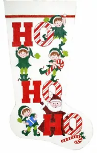 Needlepoint Handpainted Lee Christmas Stocking Ho Ho Ho 23" - Picture 1 of 4