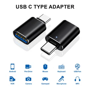2 PCS USB-C 3.1 Male to USB A Female Adapter Converter OTG Type C Android Phone - Picture 1 of 8